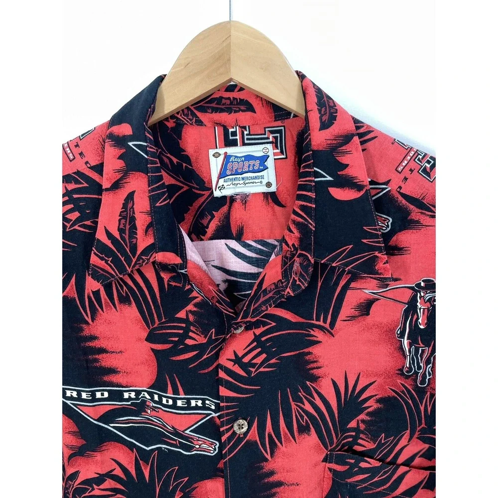 Texas Tech RED RAIDERS Hawaiian Shirt Reyn Spooner Rayon SZ XL (SEE FLAWS